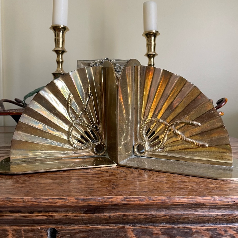 Mid Century Oriental Fan Shaped Bookends